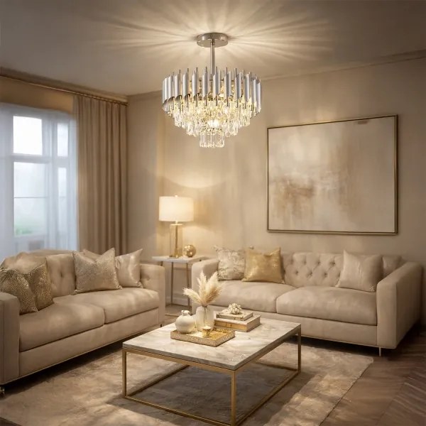 Brilagi - Lustră aplicată ECLIPSE, 5 x E14, 10W, 230V, Ø 38 cm, argintie