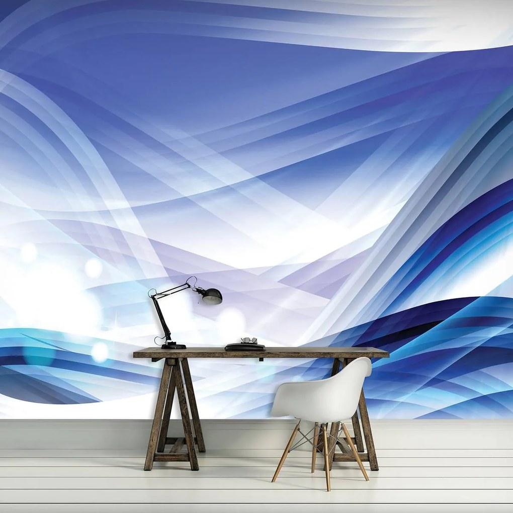 Fototapet - Valuri abstracte albastre (254x184 cm)