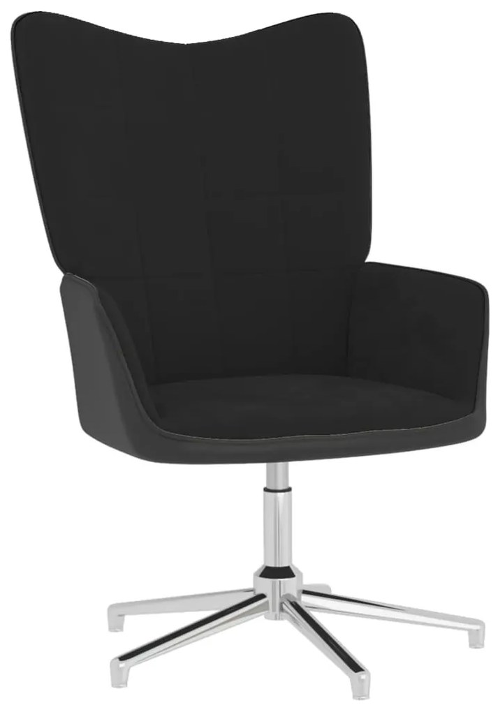327859 vidaXL Scaun de relaxare, negru, catifea și PVC