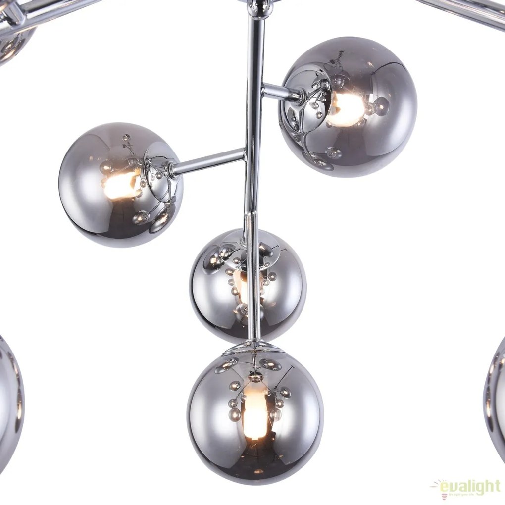 Lustra deosebita cu 12 de surse de lumina Dallas, crom/ fumuriu MYMOD545PL-12CH