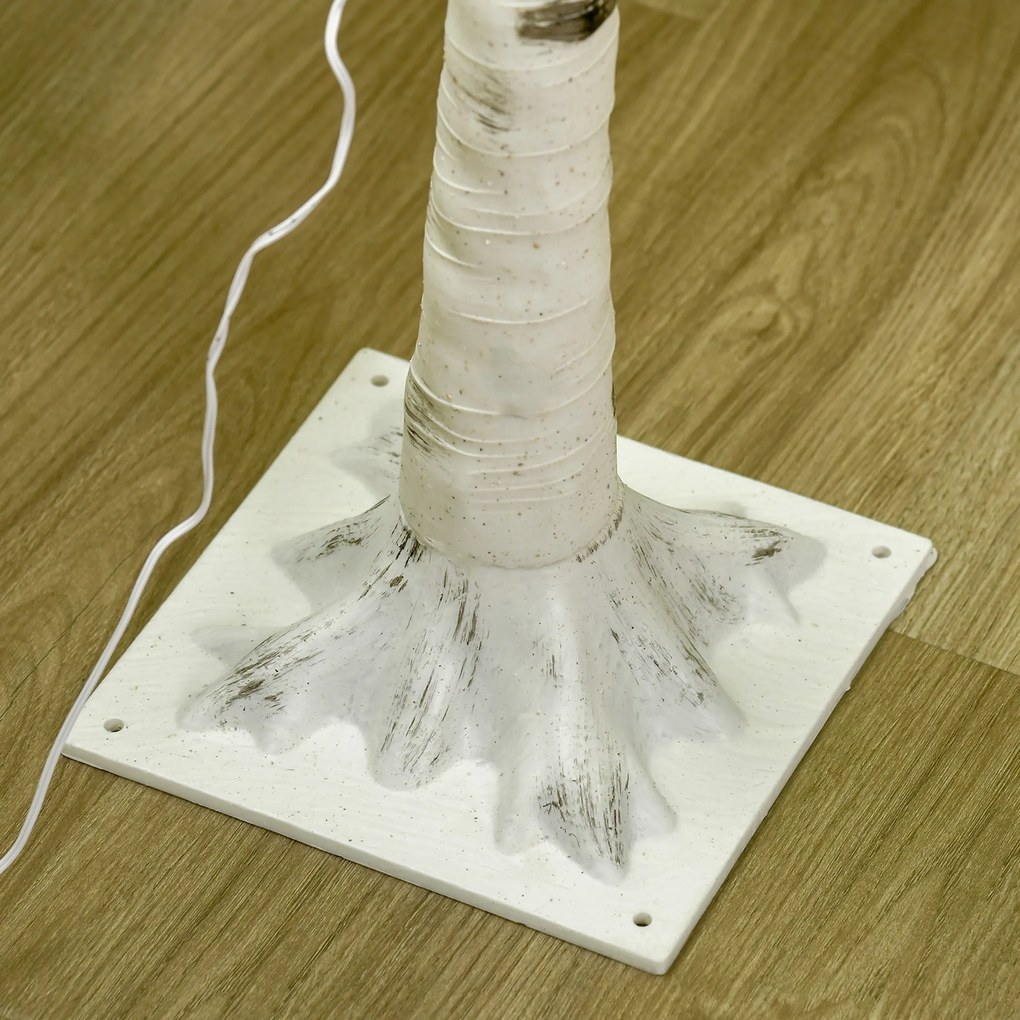 HOMCOM Mesteacăn artificial cu 120 LED-uri, 3 trepte de luminozitate, ramuri pliabile, IP44, 150 cm, Alb | Aosom Romania