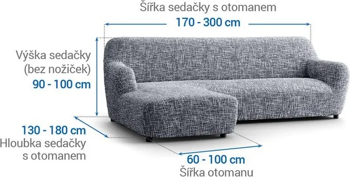 Gaico Huse cu două elastice GRAFITI NOU antracit canapea cu otoman stânga (l. 170 - 300 cm)