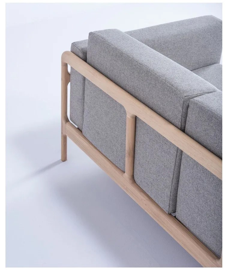 Canapea cu structură din lemn de stejar Gazzda Fawn, 180 cm, gri