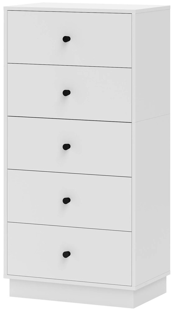 HOMCOM Comoda Sideboard cu 5 sertare Comodă din lemn în stil modern 47 x 29 x 95 cm Alb | Aosom Romania