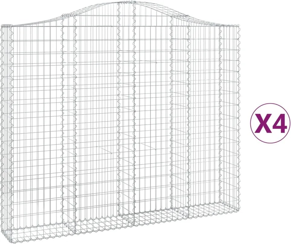 vidaXL Coșuri gabion arcuite 4 buc, 200x30x160/180 cm, fier galvanizat