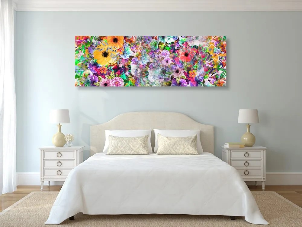 Tablou flori în design colorat