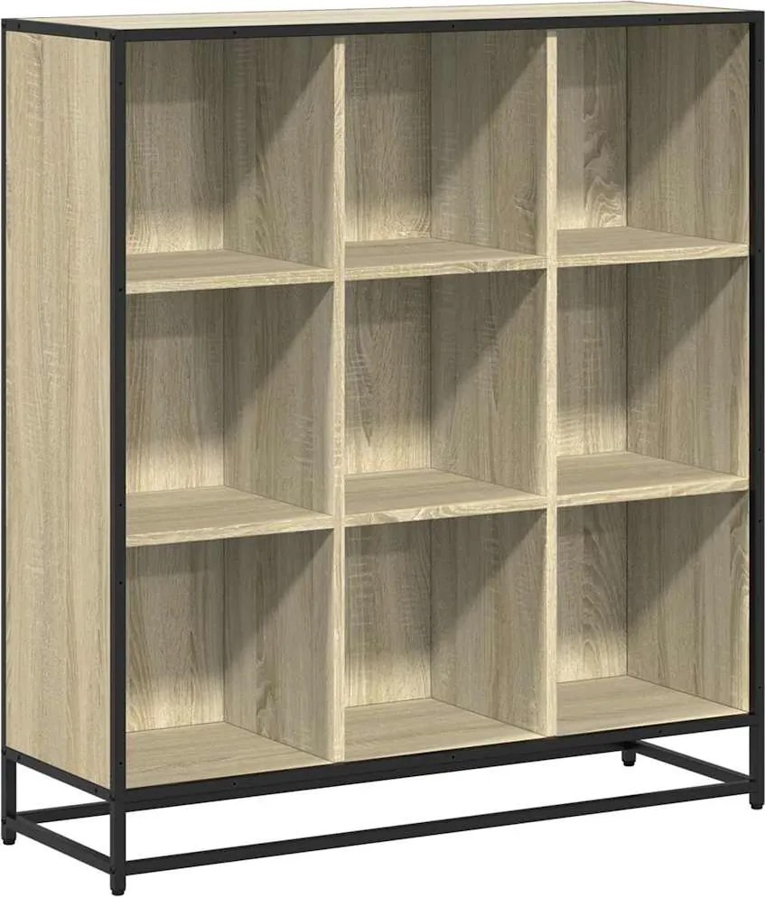 vidaXL Bibliotecă stejar sonoma 97,5x33x107,5 cm, lemn prelucrat/metal