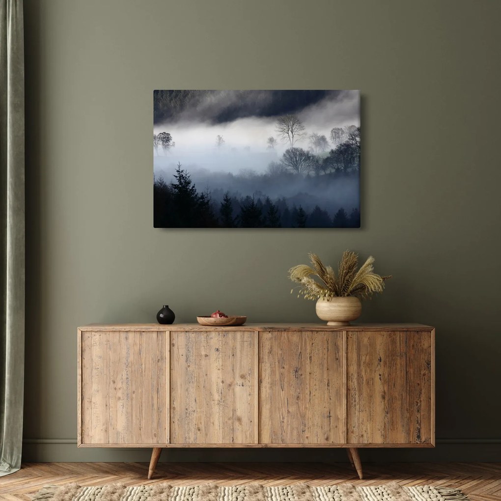Tablou cu ceță deasupra pădurii (90x60 cm)