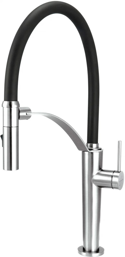 Baterie pentru chiuveta bucatarie, crom, cap mixer, pipa flexibila, 2 tipuri de jet, Deante Corda Crom