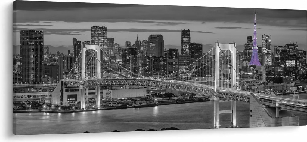 Tablou - Orașul mare cu turnul mov (120x50 cm)