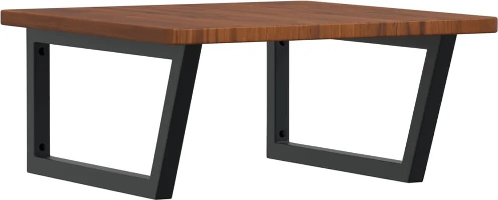 vidaXL Raft pentru lavoar montat pe perete, oțel și lemn masiv stejar