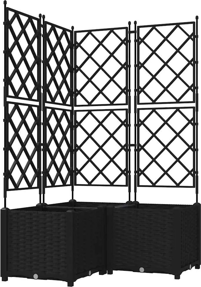 vidaXL Vază pentru Grădină 3 pcs Negru 80 x 80 x 143 cm Oțel