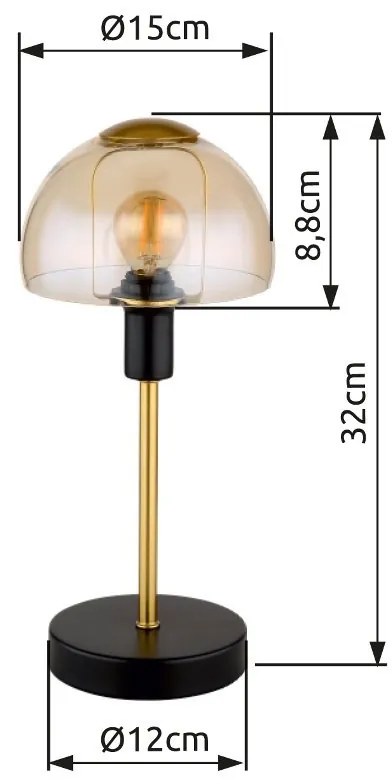 Veioza, lampa de masa KOKKINI negru, chihlimbar
