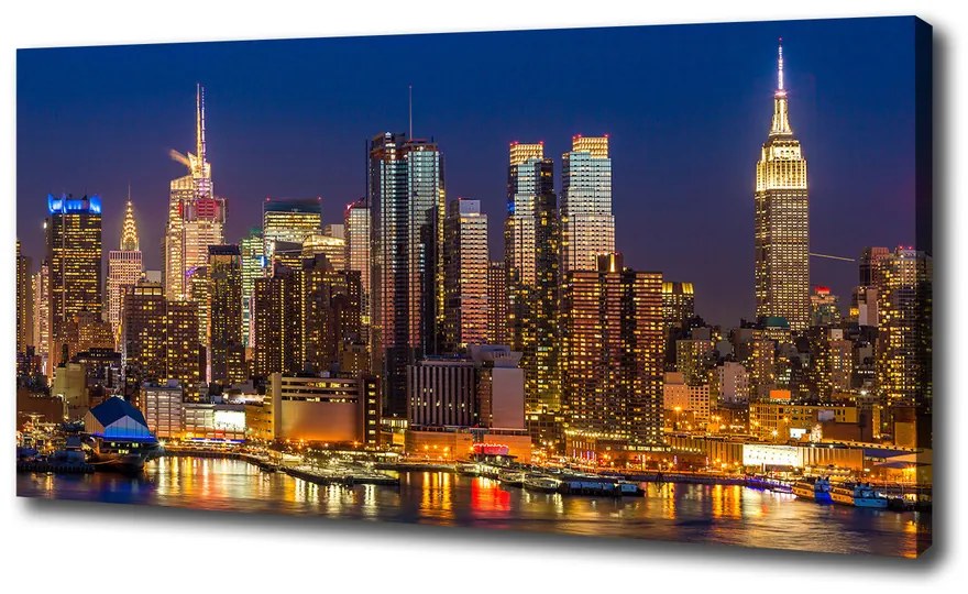 Pictură pe pânză Manhattan pe timp de noapte