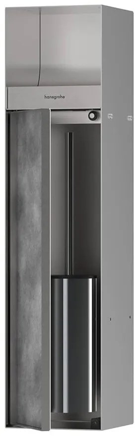 Suport incastrat pentru hartie igienica cu perie WC Hansgrohe XtraStoris Rock otel periat