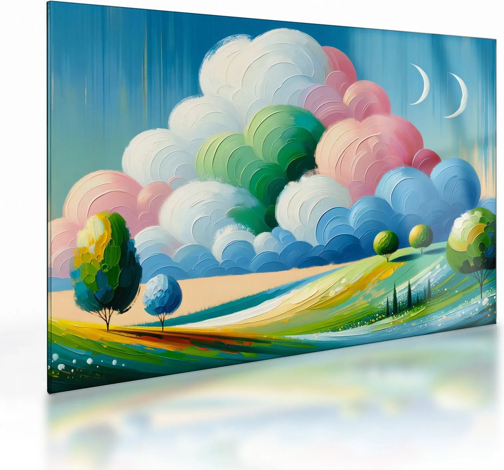 Tablou pe sticlă - Peisaj cu nor (70x50 cm)