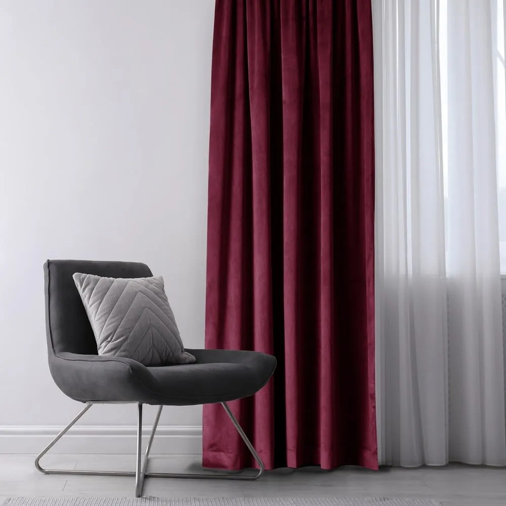 Draperie burgundy dimout (semi-opacă) din catifea 140x245 cm Eyelets – Restilo