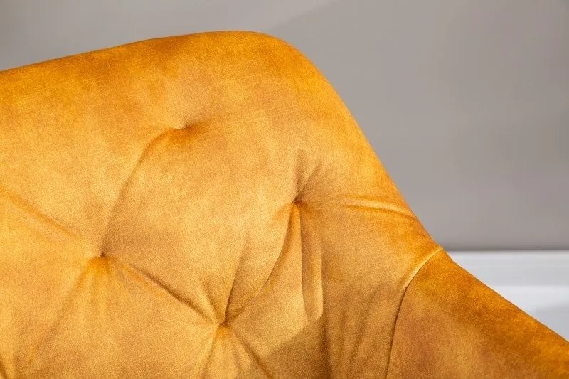 Scaun de birou elegant Dutch Comfort, catifea galben mustar