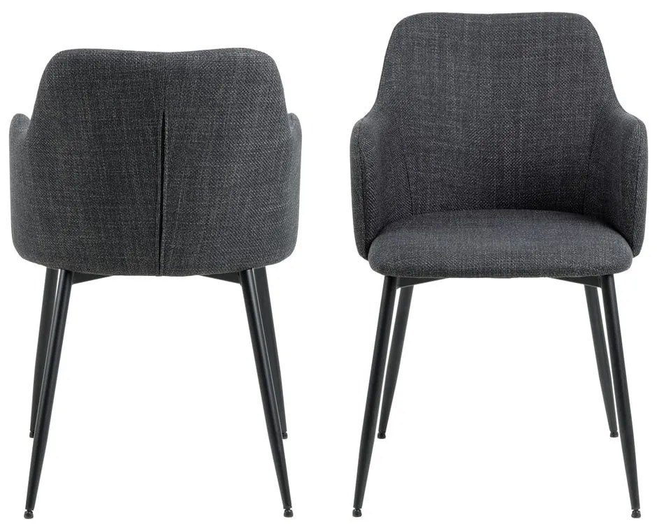 Set de scaune de sufragerie gri antracit 2 buc. tapițat Ilsa – Actona