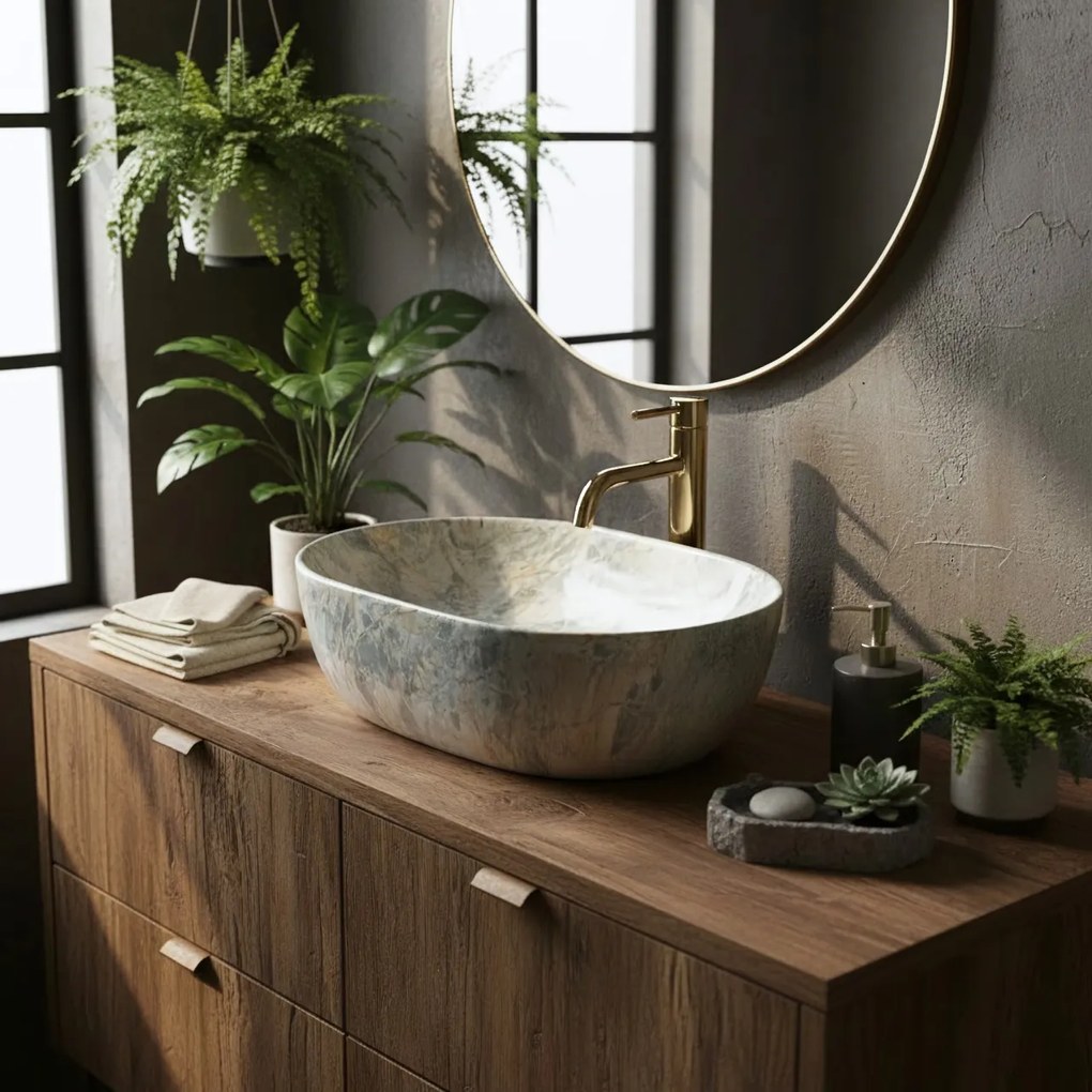 Lavoar pentru blat Rea Amelia Ruststone 48