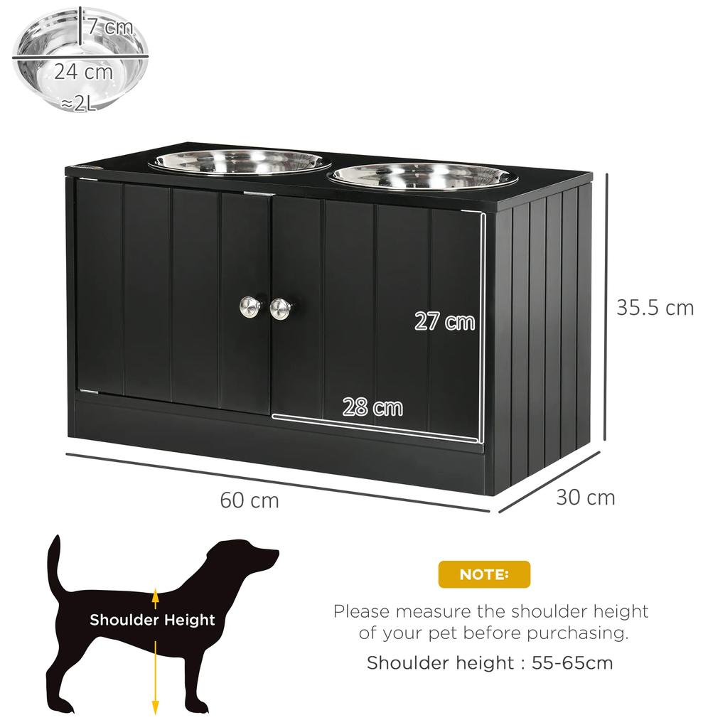 Stație de Hrănire PawHut pentru Câini Mari, cu Depozitare și 2 Boluri din Oțel Inoxidabil pentru Apă și Hrană, Design Pragmatic | Aosom Romania
