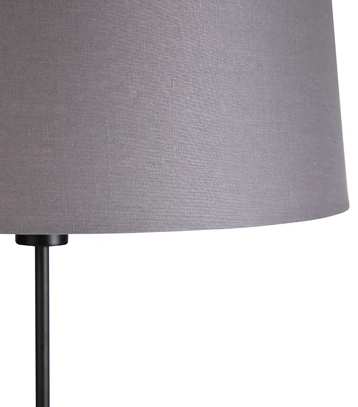 Lampă de podea neagră cu abajur din in gri închis 45 cm - Parte