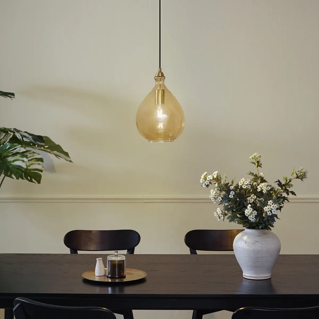 Lampă suspendată modernă aurie cu sticlă ambră - Traditional