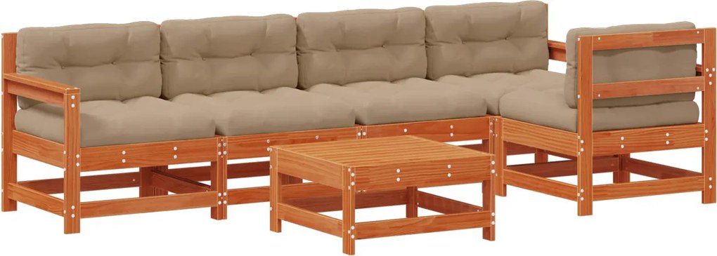 vidaXL Set de lounge pentru grădină 6 pcs Maro Ceară Lemn masiv de pin