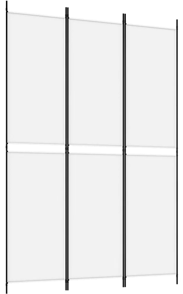 350242 vidaXL Paravan de cameră cu 3 panouri, alb, 150x220 cm, textil