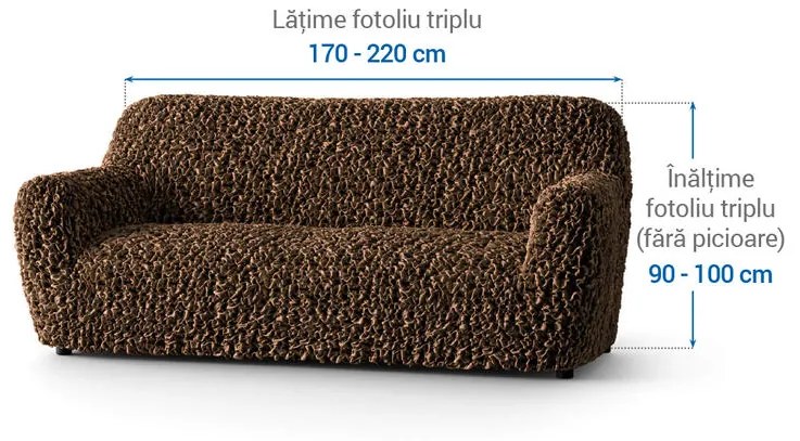 Huse bielastice VELVET maro fotoliu triplu (l. 170 - 220 cm)