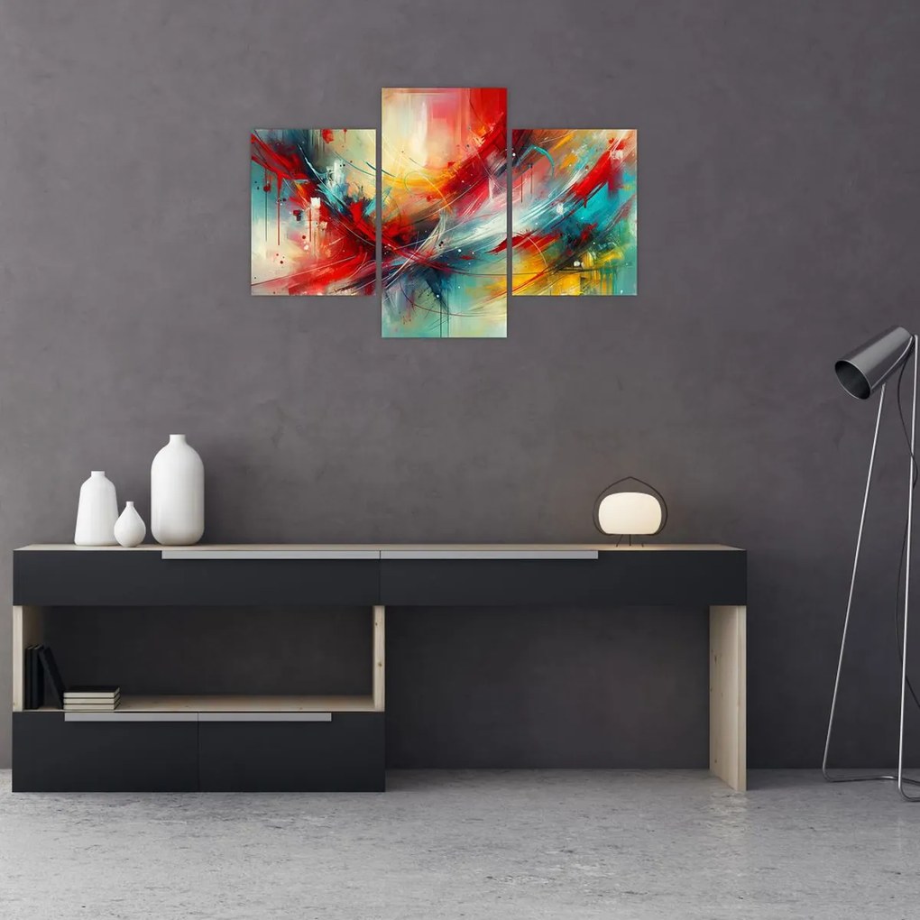 Tablou – Abstracție cu roșu (90x60 cm)