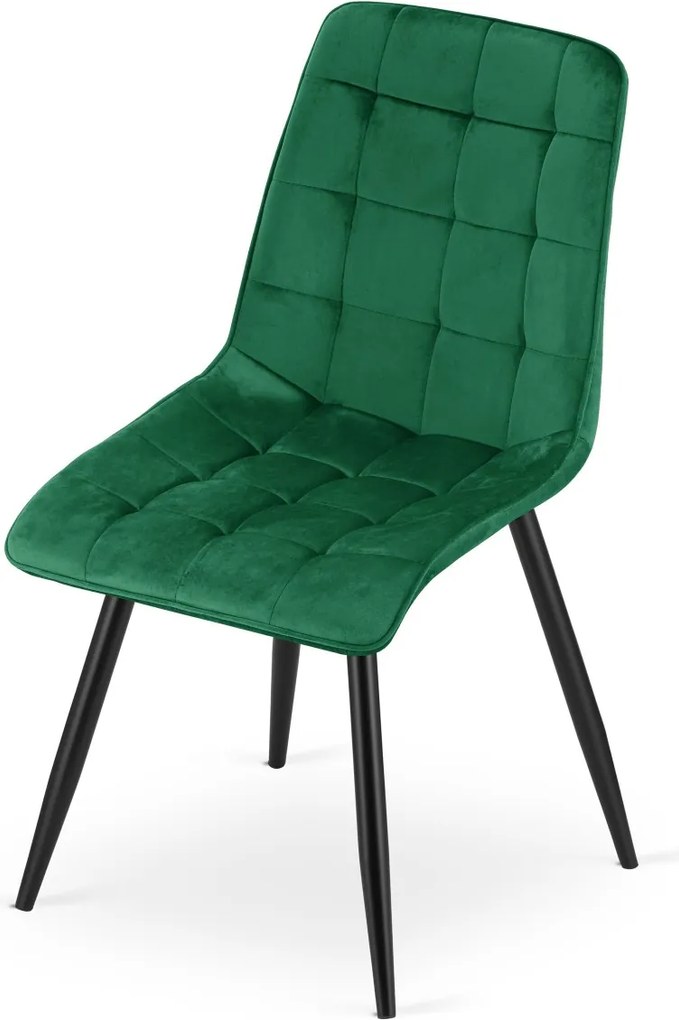 Scaun de masa SPLIT VELVET cu picioare negre, verde
