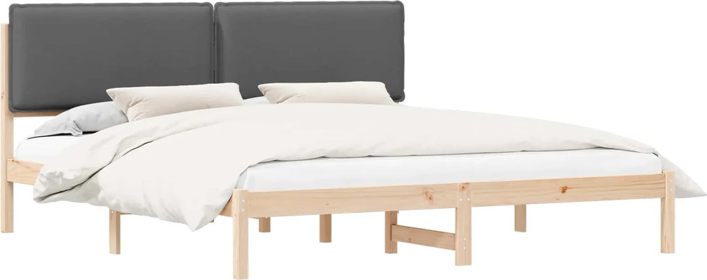vidaXL Cadru de pat cu tăblie tapițată Gri închis 180 x 200 cm
