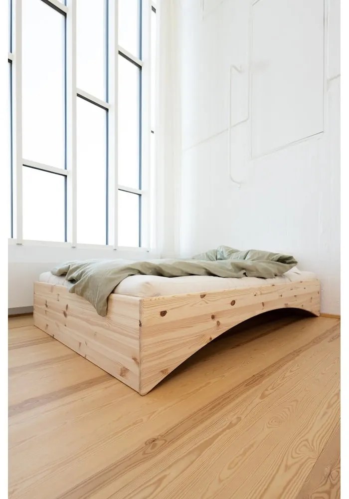 Pat matrimonial în culoare naturală din lemn de pin fără tăblie 140x200 cm Orbit – Karup Design