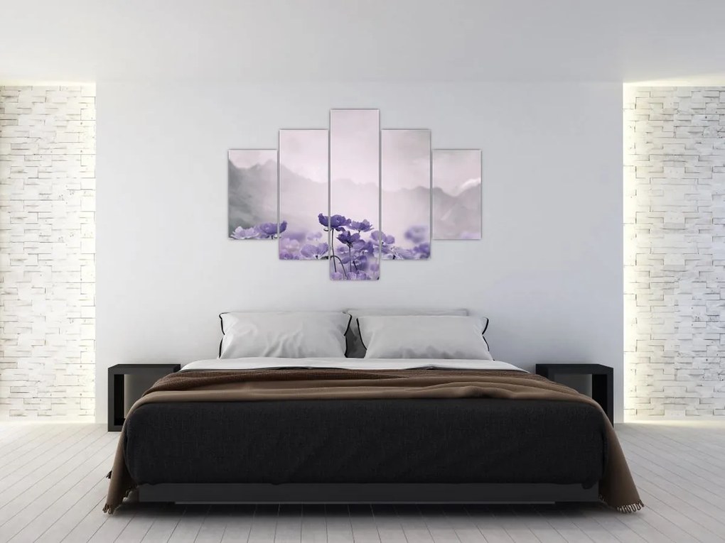 Tablou - Flori mov în munți (150x105 cm)