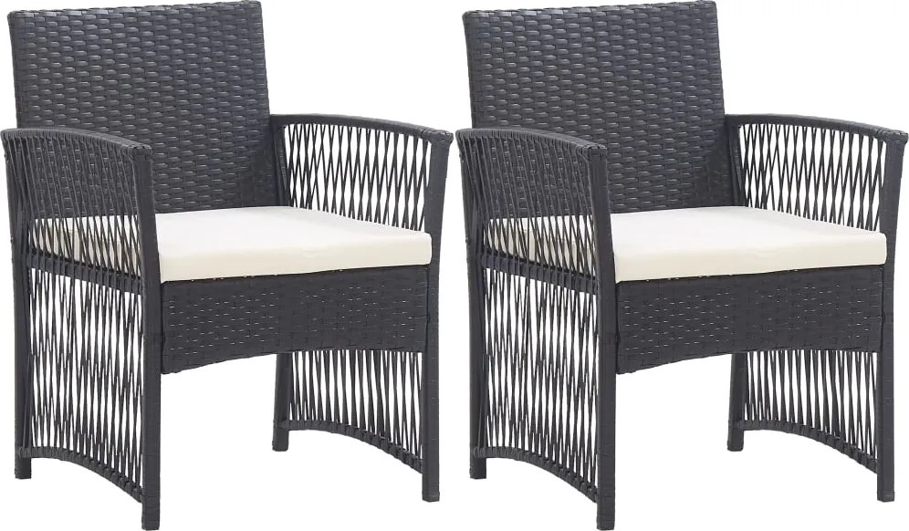 vidaXL Fotolii de grădină cu perne, 2 buc., negru, poliratan