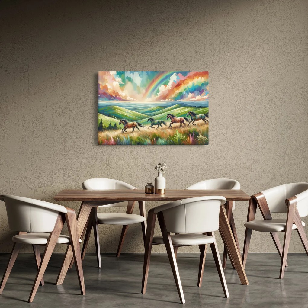 Tablou – Cai galopând prin peisaj (90x60 cm)