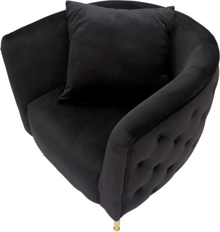 Fotoliu negru cu tapițerie din catifea Bucarest – Mauro Ferretti