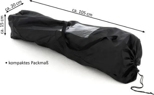 Scaun de camping, suport pentru picioare detașabil, negru