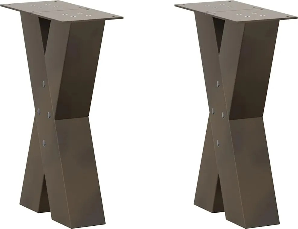 vidaXL Picioare pentru masă de cafea în formă de X, 2 buc., oțel natural, 28x(42-43) cm