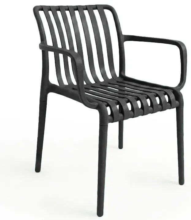 Scaun din plastic TREGO cu brate, antracit