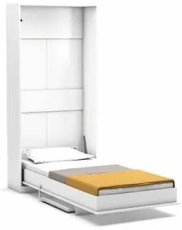 Pat rabatabil single fara somiera cu birou - PRIMER HAPPY DESK (90X200) - Alb Mat