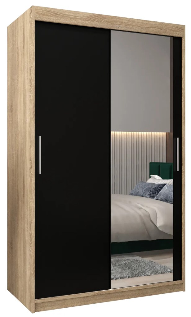 Dulap de haine 120 cm Toki 2 (stejar sonoma + negru mat). 1064983