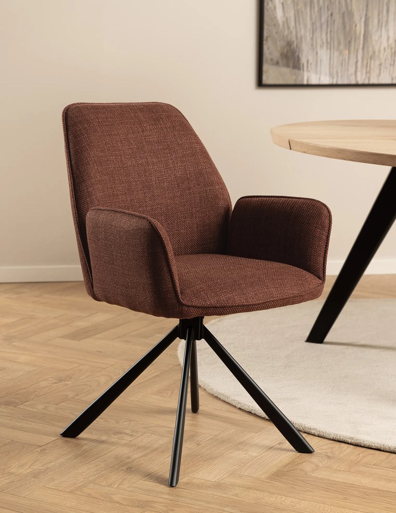 MAZZONI EXPORT YUNI Teracotă (material Basel 44) - SCAUN MODERN PIVOTANT TAPIȚAT PENTRU SALON/SUFRAGERIE/BIROU LOFT