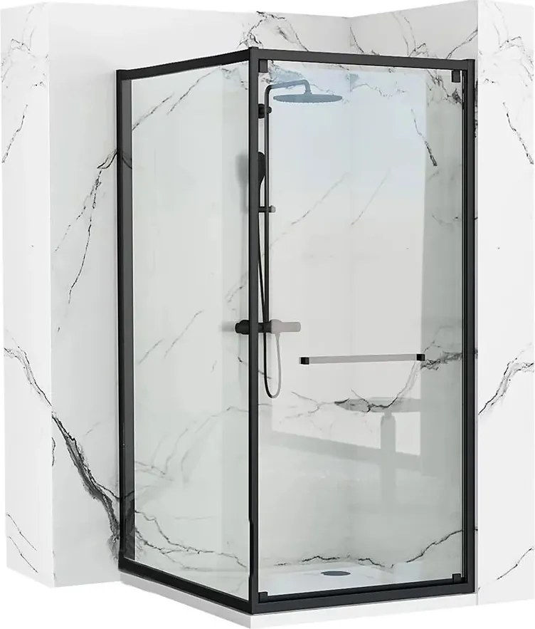 Cabina de dus dreptunghiulara Rea Space In cu usa batanta 80x100 negru mat