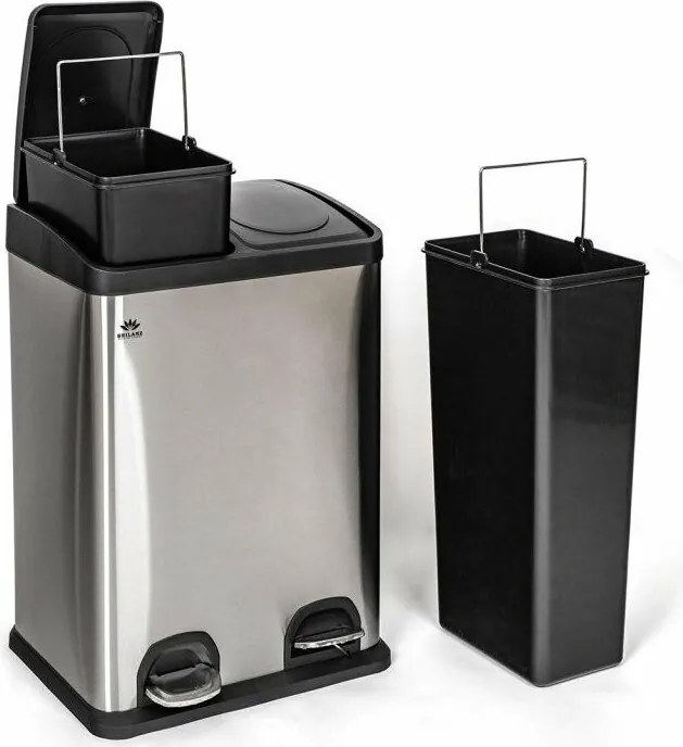 Coș sortare deșeuri Brilanz Savery, 2 x 20 l, inox, 40 l