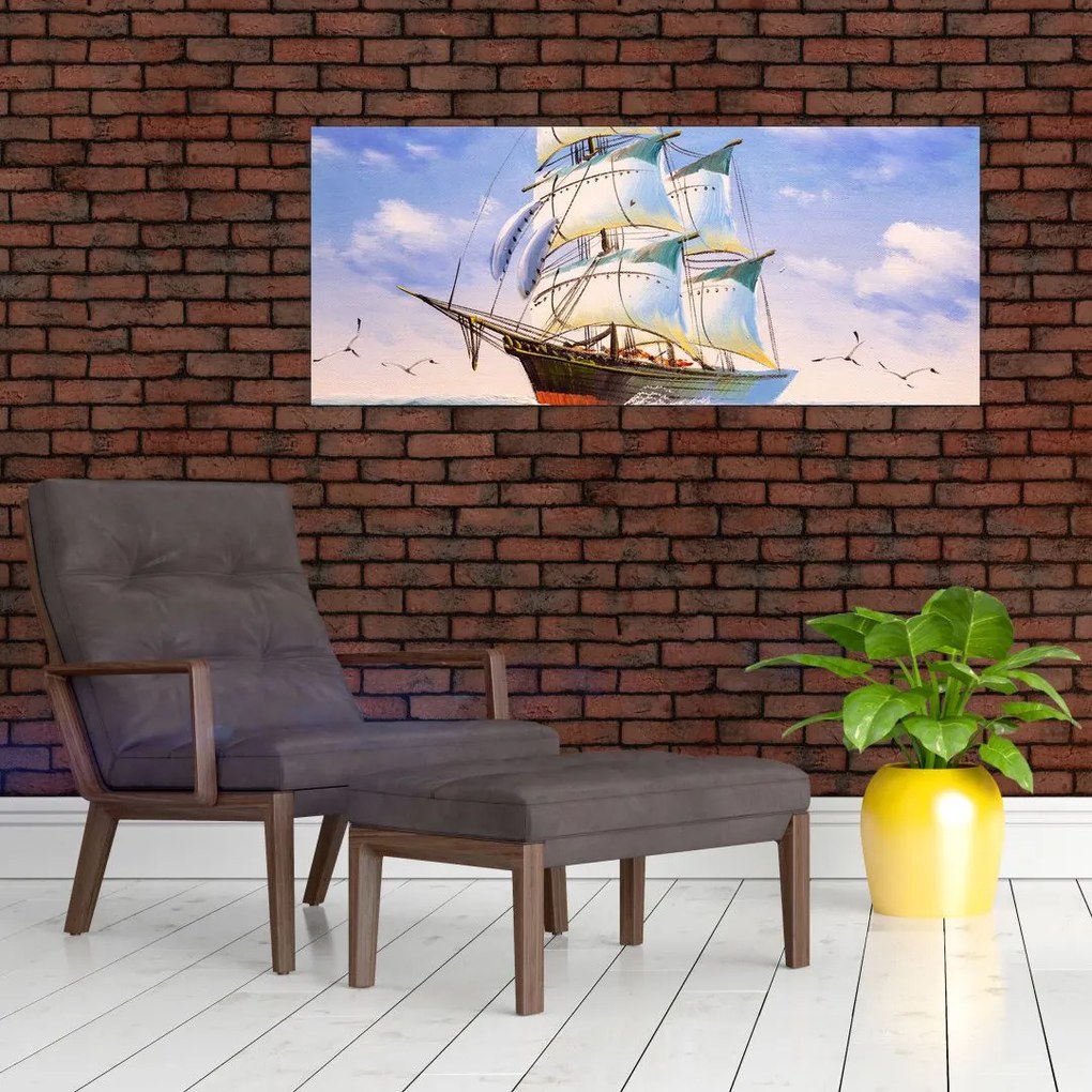 Tablou - Vapor pe valuri (120x50 cm)