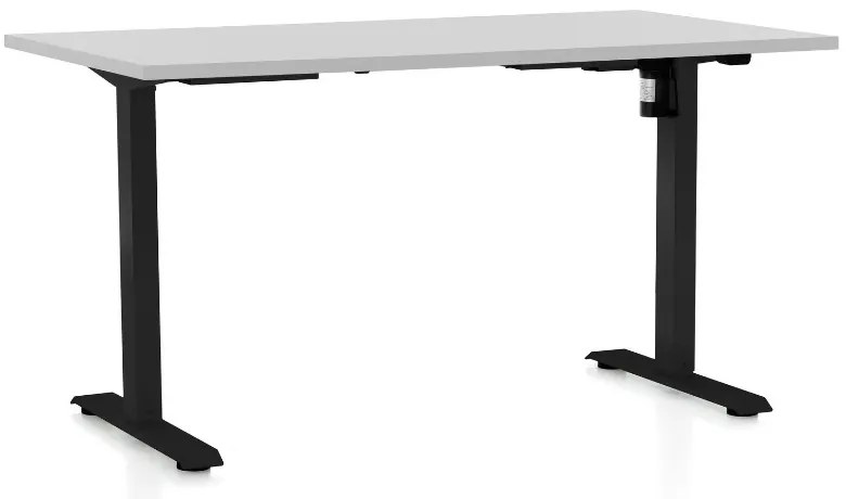 Masa inaltime reglabila OfficeTech A, 120 x 80 cm, bază neagră, gri deschis
