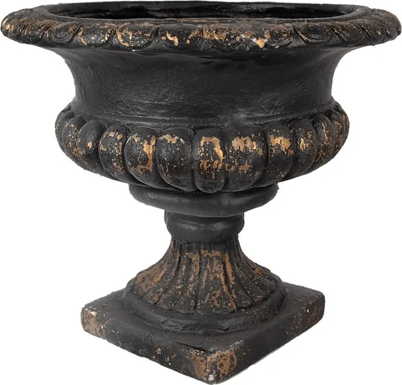 Jardinieră rotundă, negru, stil baroc, Ø52x47 cm