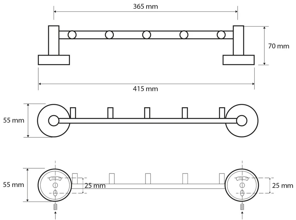 SAPHO XR214 X-Round E trapez cu 5 suporturi 39,5cm, argintiu